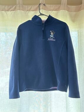 Navy Minnie Embroidered Half-Zip Fleece Sweater Disney store exclusive